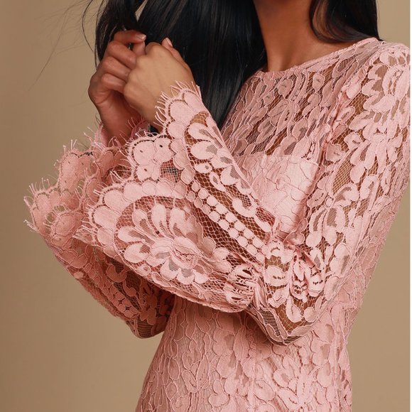 Lulu's Chic Pink Lace Dress - Picture 2 of 11